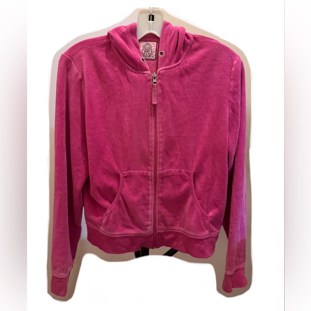 Pink Velour Y2K Zip-Up Track Jacket